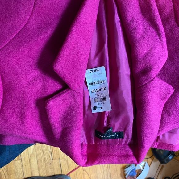 INC fuchsia magenta violet iris coat NWT XL - Picture 3 of 9